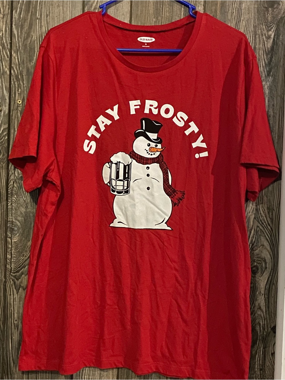 Old Navy Red Men’s 'Stay Frosty' Snowman Graphic Tee